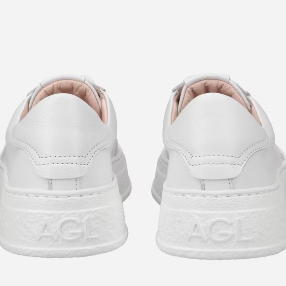 AGL made in Italy Women's White leather casual Sneakers size Eu 41 US 11 - Picture 3 of 11